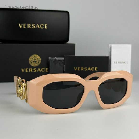 NEW Versace VE4425U MAXI MEDUSA BIGGIE 536387 Pink Gray Oval Unisex Sunglasses - Picture 3 of 12